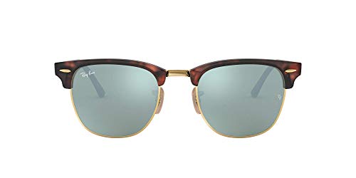 Ray-Ban Clubmaster - Gafas de sol para hombre, Marrón (Marco: Havana, Vidrio: Plateado Flash 114530), 51 milímetros