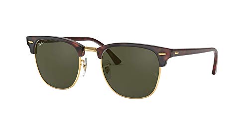 Ray-Ban Clubmaster - Gafas de sol para hombre, Marrón (Marco: Havana, Vidrio: Verde Clásico W0366), 49 milímetros