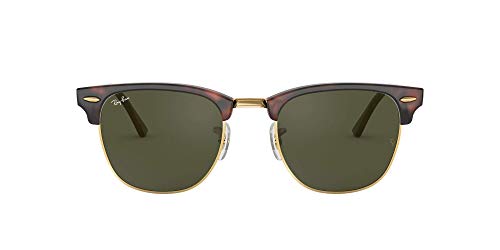 Ray-Ban Clubmaster - Gafas de sol para hombre, Marrón (Marco: Havana, Vidrio: Verde Clásico W0366), 49 milímetros