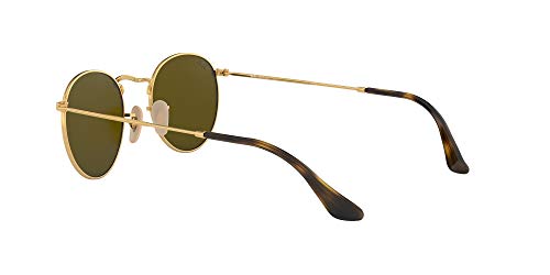 Ray-Ban Gafas de sol de lente plana redonda en oro Flash lila RB3447N 001/8O 47, Dorado, 50