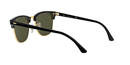 Ray-Ban RayBan Clubmaster Gafas de sol, Negro (Black Frame With G/15 Lenses), 55.0 Unisex Adulto