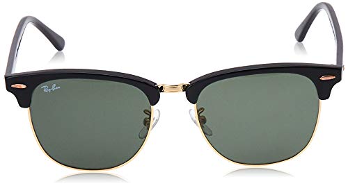 Ray-Ban RayBan Clubmaster Gafas de sol, Negro (Black Frame With G/15 Lenses), 55.0 Unisex Adulto