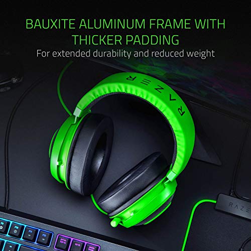 Razer Kraken Auriculares Gaming con cable para juegos multiplataforma para PC, PS4, Xbox One & Switch, Diafragma 50 mm, Cable de 3.5mm con controles de línea, Verde