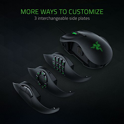 Razer Naga Trinity - Ratón para Juegos MOBA/MMO (3 Placas Laterales Intercambiables, Sensor Óptico de 5G de 16 000 PPP, hasta 19 Botones Programables), Negro