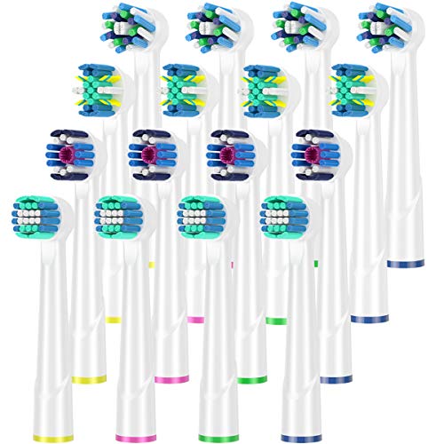 Recambios Cepillo Compatible con Oral b Cepillo Eléctrico, 16 Cabezales Compatible con Cepillo Eléctrico, 4 Whiteclean, 4 Precision-Clean, 4 Flossclean, 4 Crossclean