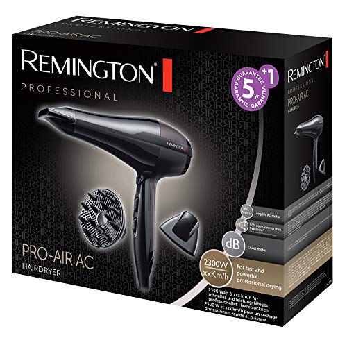 Remington AC5999 Pro Air - Secador de Pelo Profesional, Secador Iónico, Difusor y 2 Concentradores, 2300 W, Negro