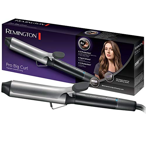 Remington Pro Big Curl CI5538 - Rizador de Pelo, Cerámica y Titanio, Pinza de Pelo de 38 mm, Negro