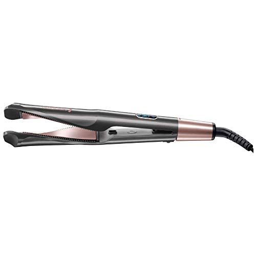 Remington S6606 Curl & Straight Confidence - Plancha de Pelo, Alisador y Rizador 2 en 1, Cerámica, Digital, Resultados Profesionales, Gris