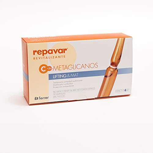 Repavar METAGLICANOS Vitamina C + Serum Facial Antiedad Lifting&Mat 30 Ampollas. Pieles mixtas y grasas