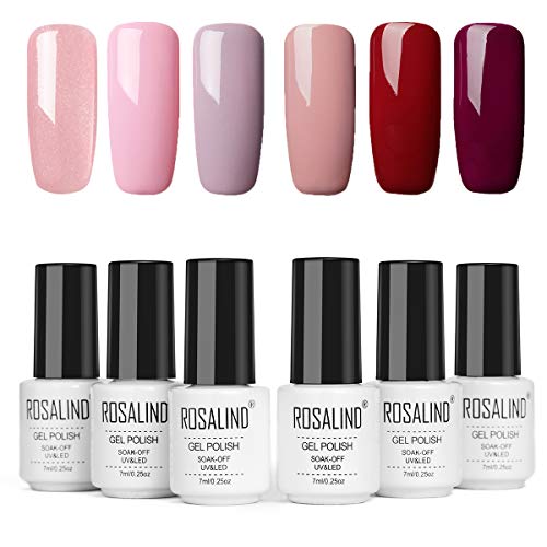 ROSALIDN Esmalte de Uñas, Esmaltes Semipermenentes para Uñas, 6pcs Kit de Uñas de Gel, Soak off Pintauñas de Colores para Manicura 7ml (Set 4)