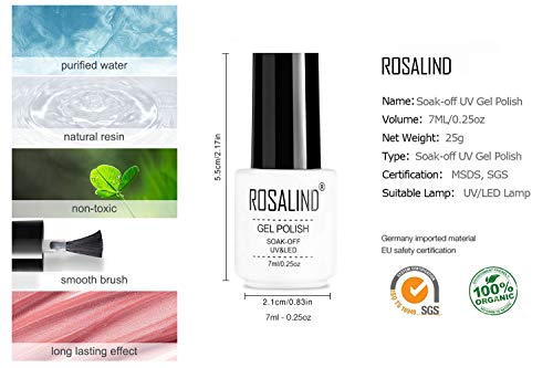 ROSALIDN Esmalte de Uñas, Esmaltes Semipermenentes para Uñas, 6pcs Kit de Uñas de Gel, Soak off Pintauñas de Colores para Manicura 7ml (Set 4)