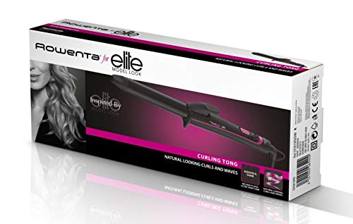 Rowenta CF3212F0 - Tenacillas para rizar el pelo Clásica 25 mm de diámetro con recubrimiento de Keratina y Turmalina de hasta 200 º y función iónica, brillo, antifrizz, color Negro