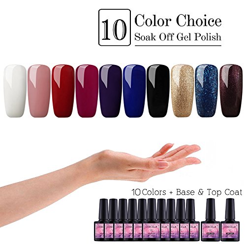 Saint-Acior Kit Uñas Semipermanente10PCS Esmalte en Gel Soak off 8ml 36W UV/LED Lámpara Secador de Uñas Top Coat Base Coat Kit para Manicura Pedicura