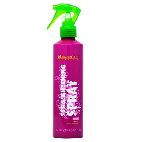 Salerm Straightening Champu 250ml + Gel Protección Térmica Antifrizz 200ml + Spray Facilita el Alisado con Plancha 250ml