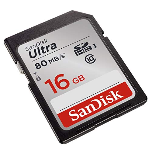 SanDisk SDSDUNC-016G-GN6IN Ultra Tarjeta de Memoria SDHC de 16 GB (hasta 80 MB/s, Clase 10), Color Plata