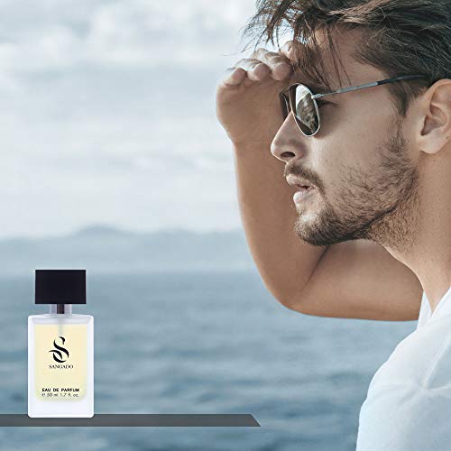 SANGADO Aqva A.B. Perfume para Hombres, Larga Duración de 8-10 horas, Olor Lujoso, Amaderada Acuática, Francesas Finas, Extra Concentrado (Eau de Parfum), Spray de 50 ml, Un Gran Regalo Para Hombres