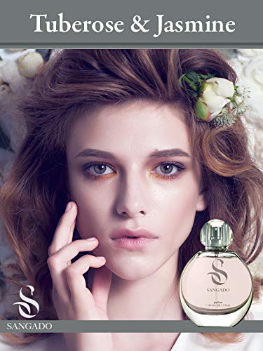 SANGADO Tuberosa Y Jazmín Perfume para Mujeres, Larga Duración de 8-10 horas, Olor Lujoso, Floral, Francesas Finas, Extra Concentrado (Parfum), Spray de 50 ml, Un Gran Regalo Para Mujeres