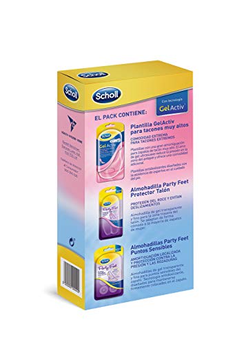 Scholl Gel Activ, pack de 3 plantillas, para tacones muy altos, protector talón y puntos sensibles, para mujer