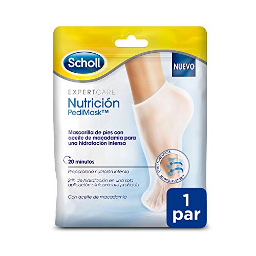 Scholl Mascarilla Nutritiva Para Pies, Hidratación Intensa en 20 Minutos – 1 Par (2 Mascarillas)