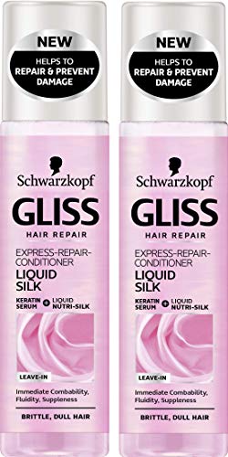 Schwarzkopf Gliss Líquido Seda sin Aclarado Hair Spray Acondicionador con Queratina 2 X 200Ml=400Ml