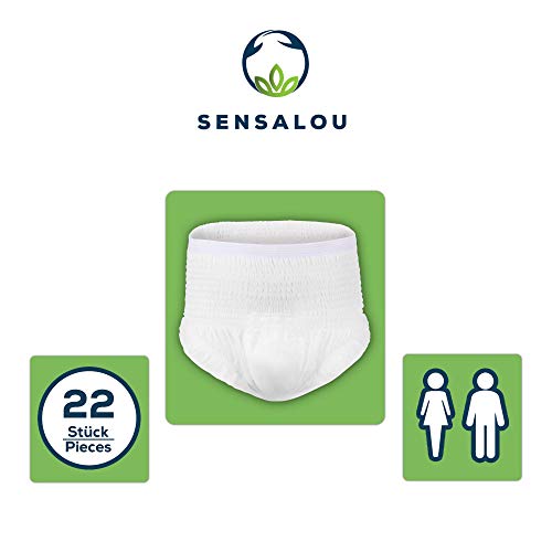 Sensalou Pantalones Incontinencia para Adultos Hombre y Mujer - Ropa Interior - Protector Perdidas de Vejiga Débil - Pañales Desechables Mojar Cama, Maternidad - 22 unidades - Blanco, Tallas Medium