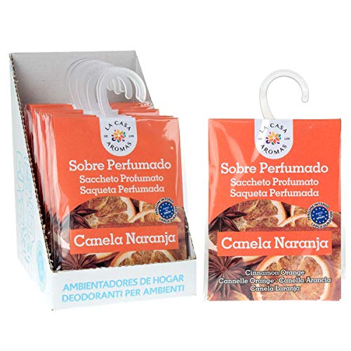 Set de 12 Sobres Perfumados, Bolsitas Aromáticas de Canela Naranja, Saquitos para el Armario, Cajón, Ropa de Bebé, Zapatero, Maleta