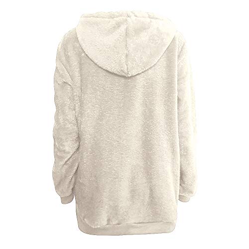 SHOBDW Liquidación Venta Mujer Sudadera con Capucha Suelta Tallas Grandes Jersey de Mujer Jersey otoño Invierno Manga Larga Remata Abrigo cálido (L, Blanco)