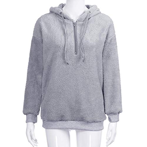 SHOBDW Liquidación Venta Mujer Sudadera con Capucha Suelta Tallas Grandes Jersey de Mujer Jersey otoño Invierno Manga Larga Remata Abrigo cálido(Gris,S)