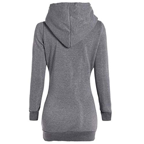 SHOBDW Mujer Liquidación Venta Sudadera con Capucha para de Color sólido Casual Fit Recta Invierno Manga Larga Tops Abrigos Chaqueta Sexy Vestidos Delgados (S, S-Gris)