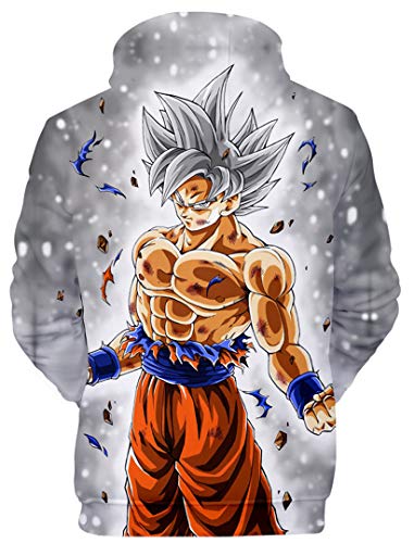 Silver Basic Dragon Ball Niño Hombres Sudadera con Capucha 3D Unisex Mujer Impresión Suéter Fresco Dibujos Animados de Fans Streetwear Sudaderas de Moda XXS,01Son Goku Ultra Instinct-3……