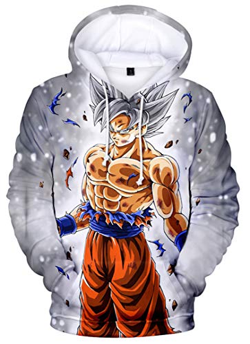 Silver Basic Dragon Ball Niño Hombres Sudadera con Capucha 3D Unisex Mujer Impresión Suéter Fresco Dibujos Animados de Fans Streetwear Sudaderas de Moda XXS,01Son Goku Ultra Instinct-3……