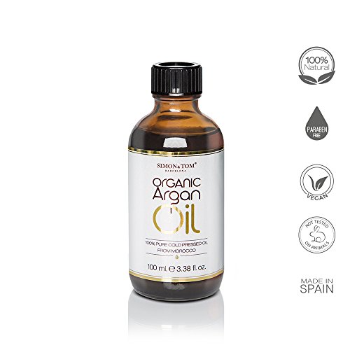 Simon & Tom - Aceite de Argán Orgánico Puro de Marruecos, Prensado en frío y Certificado Ecocert, Vegano Sin parabenos Sin ftalatos No testado en animales, 100ml