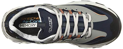 Skechers Men's D'Lites Trainers, Blue (Navy Trubuck/Mesh/Orange Trim Nvor), 9.5 (44 EU)