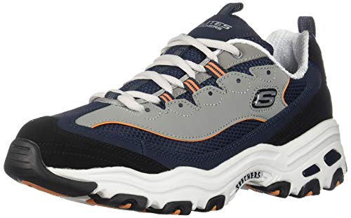 Skechers Men's D'Lites Trainers, Blue (Navy Trubuck/Mesh/Orange Trim Nvor), 9.5 (44 EU)