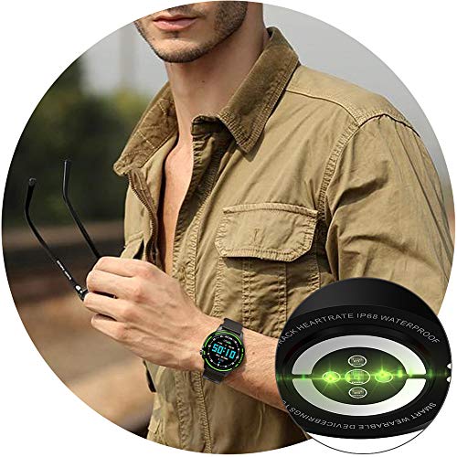 Smartwatch Padgene Reloj Inteligente IP68 Impermeable Bluetooth con Múltiples Deportes, Pulsómetro, Monitor de Sueño, Notificación de Llamada y Mensaje para Android e iOS (Negro Amarillo)