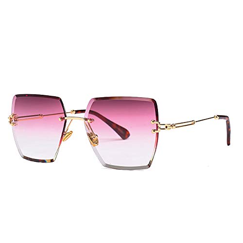 SMSZTYM Gafas De Sol Cuadradas Sin Montura Tipo Mariposa para Mujer Gafas De Sol con Montura Metálica para Mujer Gafas De Sol Extragrandes Chicas