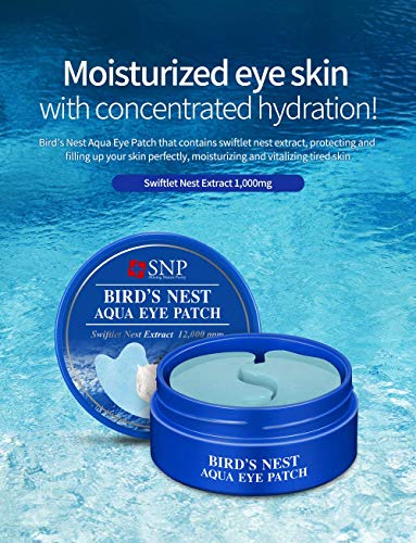 SNP Bird's Nest Aqua Eye Patch - Parches humectantes para los ojos con extracto de nido de Collocaliini (60 unidades)