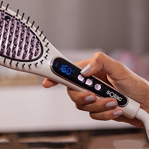 Solac MD7401 Expert Ionic Brush – Cepillo alisador iónico, alisado fácil y rápido, recubrimiento cerámico, anti-encrespamiento, temperatura profesional regulable, calentamiento rápido