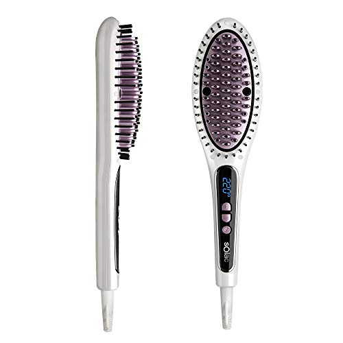 Solac MD7401 Expert Ionic Brush – Cepillo alisador iónico, alisado fácil y rápido, recubrimiento cerámico, anti-encrespamiento, temperatura profesional regulable, calentamiento rápido