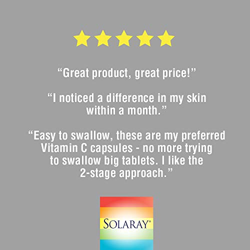 Solaray Vitamin C 1000mg | con Escaramujo y Acerola | Acción Retardada| Sin Gluten | Apto Para Veganos | 100 comprimidos