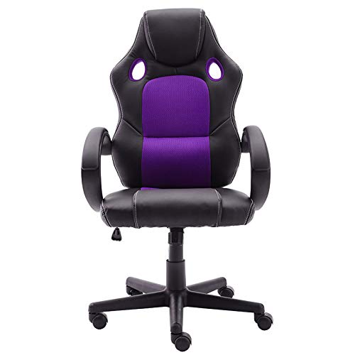 STmeng Sillas de Oficina, Computadora Ergonómico Silla de Oficina con Brazos, Ajustable Giratorio Oficina Esencial Silla (Morado)