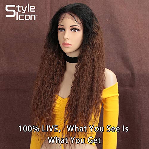 Style Icon Lace Front Wigs Peluca Delantera De Encaje Peluca Sintética Rizada De Encaje De 13x4 Con Pelo De Bebé Peluca De Alta Calidad Para Mujeres Fibra Resistente Al Calor 28”/71cm