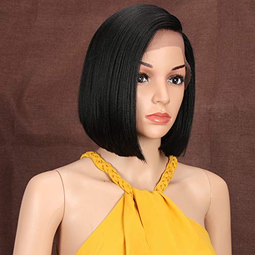 Style Icon Lace Front Wigs Peluca Sintética Bob De Frente De Encaje De 9"/23cm Pelucas Cortas Rectas Naturales De Calidad Para Mujeres Fibra Resistente Al Calor