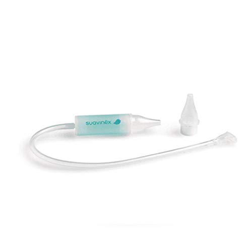 Suavinex - Aspirador nasal bebé +0 meses con boquilla anatómica y tubo flexible. Alivia La Mucosidad del bebé. incluye Recambio y Esponjita desechable. 0% BPA