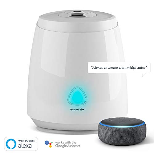 Suavinex, Humidificador Smart para Bebés (Silencioso, de Vapor Frío, Ultrasónico, Aromaterapia, Luz Nocturna Led, Control con Aplicación Móvil, Compatible con Alexa y Google Assistant)