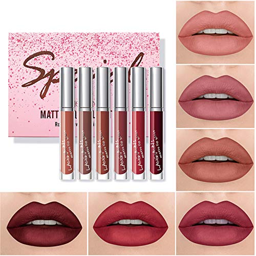 Subsky Pintalabios Mate 6 PCS, Set de Lápices Labiales Líquidos Mate Brillo de Labios Líquido Impermeable, Duradero