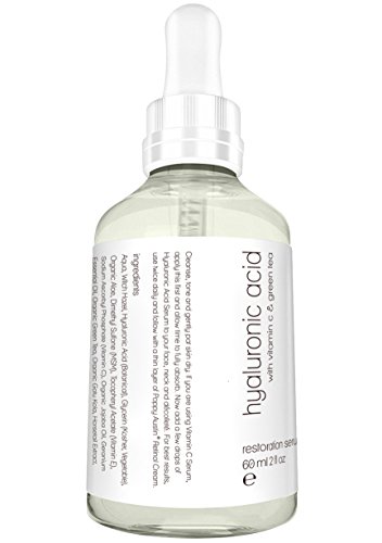 Suero de Ácido Hialurónico para la Piel - ENORME 60ml - Vegano, Cruelty-Free, Orgánico - Mejor Hidratante de Ácido Hialurónico Puro para Rostro con Vitamina C, Té Verde, Vitamina E y Aceite de Jojoba