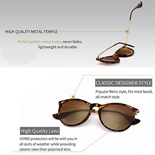 SUNGAIT Clásico Retro Gafas de sol Mujer Hombre Unisex 400 UV Ámbar/Marrón 1567