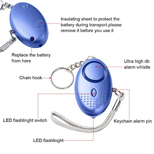 SUNMAY Alarma Personal, 5 Piezas 140DB Alarma Seguridad Autodefensa con Luz LED Llaveros para Mujeres, Niños, Ancianos, Turno nocturno