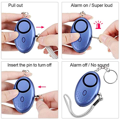 SUNMAY Alarma Personal, 5 Piezas 140DB Alarma Seguridad Autodefensa con Luz LED Llaveros para Mujeres, Niños, Ancianos, Turno nocturno